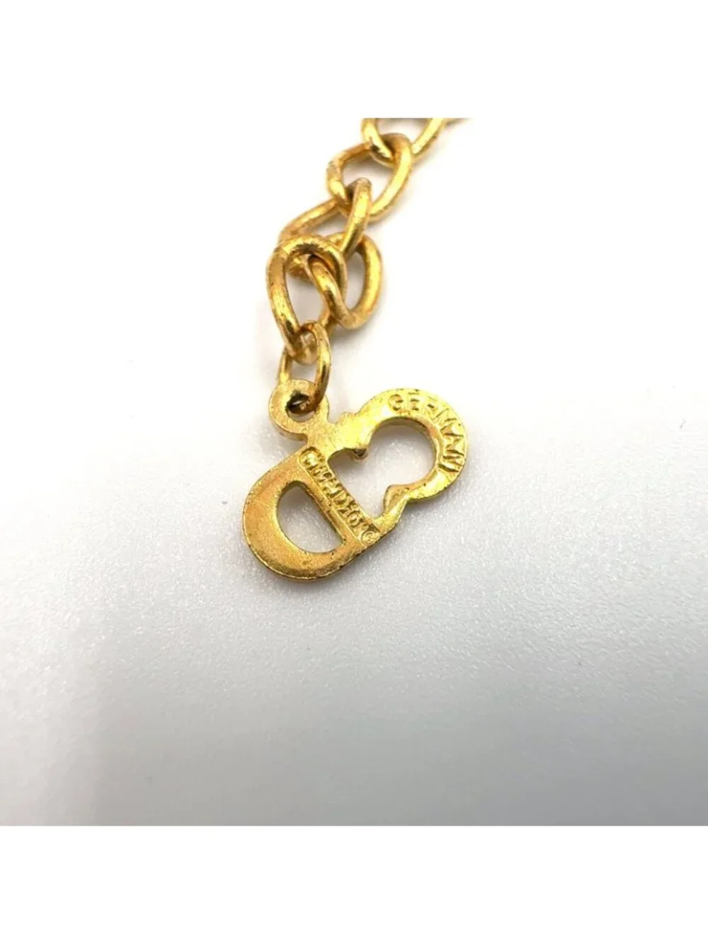 Dior CD Logo Rhinestone Clear Gold Necklace
